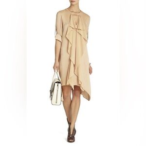 BCBGMaxAzria Tan and Cream Long Sleeve Dress “Cynthia”